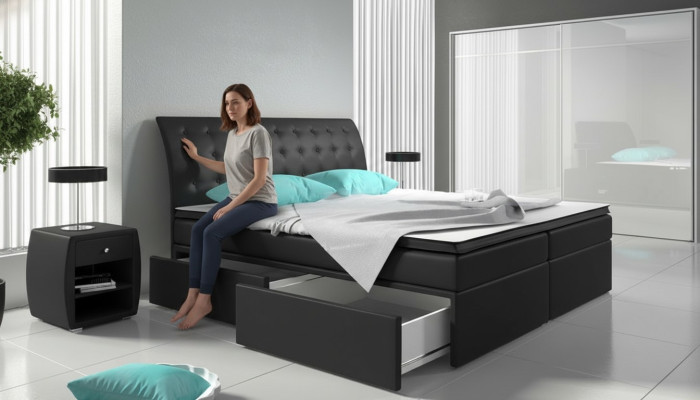 Letto a molle a scatola Letti Letto o letto Imbottito Finta pelle Design hotel Doppio lusso Design