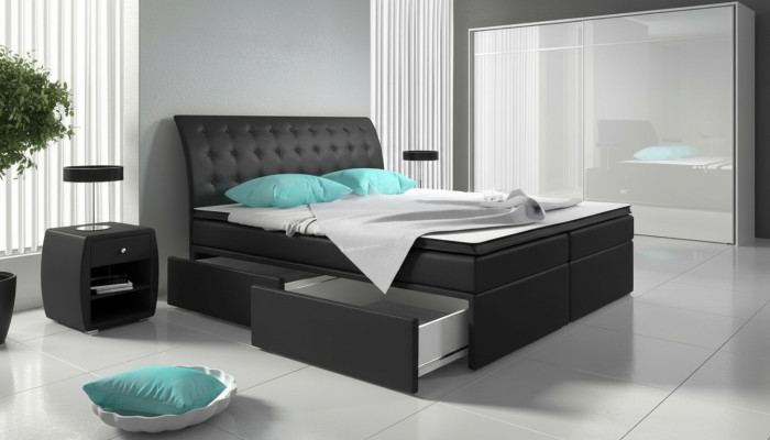 Letto a molle a scatola Letti Letto o letto Imbottito Finta pelle Design hotel Doppio lusso Design