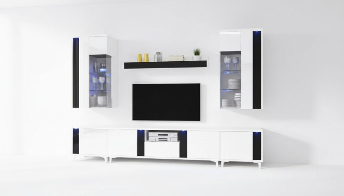 Mobile soggiorno lucido, parete attrezzata, vetrina decorativa, mobile da soggiorno, credenza.