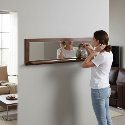 Specchio da parete classico con cornice in legno Mobili specchio 154x45cm nuovo Cornice in vetro Parete