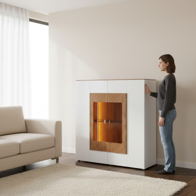 Vetrina in vetro Armadio Soggiorno Vetrina 1 anta Armadio Vetrina Mobile Buffet