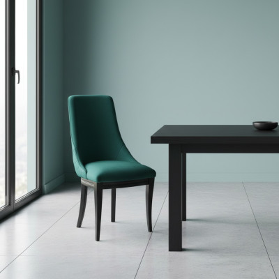 4 Sedie da pranzo classiche di lusso in legno massiccio di colore verde.