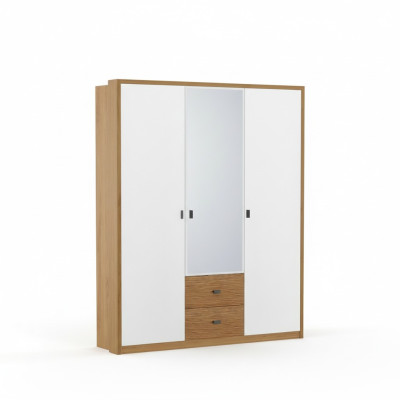 Design Armadio camera da letto Armadio in legno moderno a tre ante con specchio.