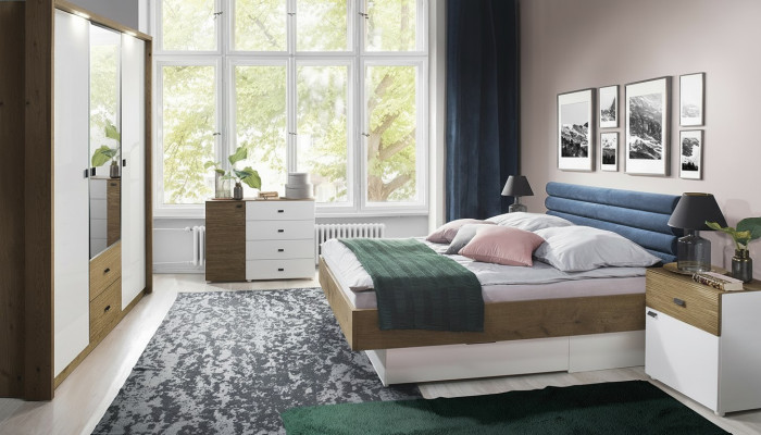 Design Camera da letto 5 pezzi. Set Letto Comodini Comò Armadio