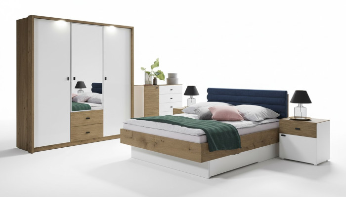 Design Camera da letto 5 pezzi. Set Letto Comodini Comò Armadio