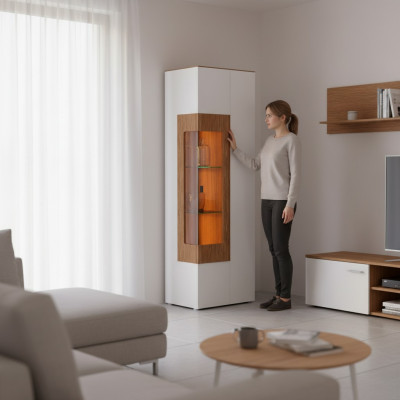 Vetrina vetro mobile salotto vetrina 1 porta. Vetrina alta moderna.