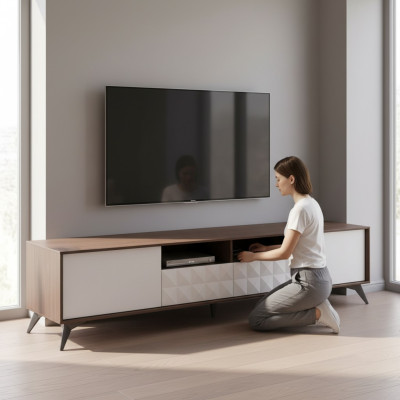 Mobile porta TV a parete RTV in laccato lucido, mobile basso per TV a LED.