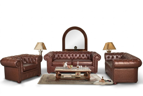 Divano Chesterfield Chesterfield 2+1 posti in pelle Sitz Garnitur Divano Garnituren 2+1