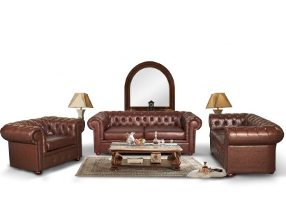 Divano Chesterfield Chesterfield 2+1 posti in pelle Sitz Garnitur Divano Garnituren 2+1