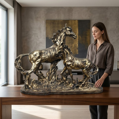 Scultura in rame colorato Pegaso Cavalli Statue Decorazione Cavalli astratti