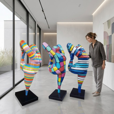 Astratto designer figura XXL statua giardino soggiorno arte scultura colorata