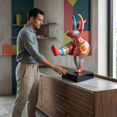 Arte astratta del designer, graziose statue di figure colorate, sculture e statue dipinte.   Arte astratta del designer, graziose statue di figure colorate, sculture e statue dipinte.