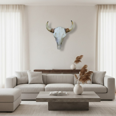Teschi di toro Testa di toro Sculture murali Altezza 64 cm Decorazione Statuetta Scheletro Teschio
