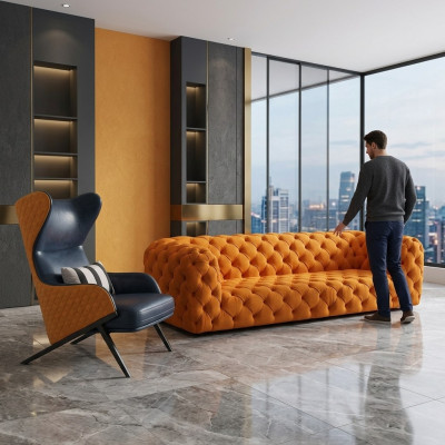 Divano di lusso di prima classe - Divano Chesterfield Big XXL - Imbottitura a quattro posti