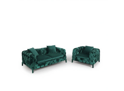Divano Chesterfield verde 3+1 posti in stile stoffa divano set di imbottitura.