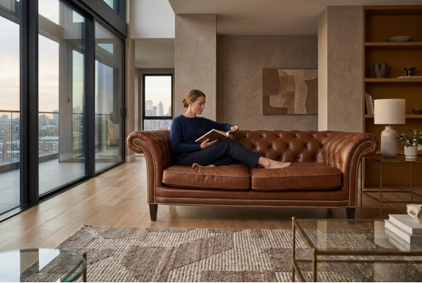 Chesterfield Mens Club Divano Sofa in Pelle Due Posti Marrone Nuovo jvmoebel ®