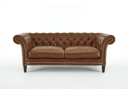 Chesterfield Mens Club Divano Sofa in Pelle Due Posti Marrone Nuovo jvmoebel ®