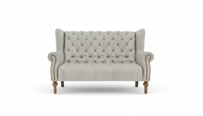Chesterfield Divano Sofa Imbottito Tessuto Pelle Divani Set 2 Posti