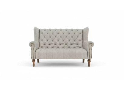 Chesterfield Divano Sofa Imbottito Tessuto Pelle Divani Set 2 Posti