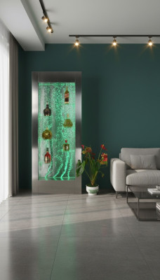 Mensole design illuminate a LED parete dell'acqua colonna di scaffalature Bar