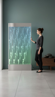 Pannello da parete con bolle d'acqua LED, parete d'acqua decorativa, parete d'acqua di design.