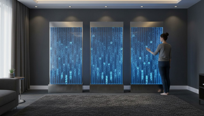 Pannello a parete con bolle d'acqua LED Nuovo muro d'acqua Designer Parete d'acqua illuminata