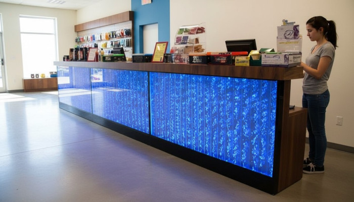 Bancone Scaffale Bar Acqua Parete Colonna Fontane d'acqua illuminate Bar Bancone