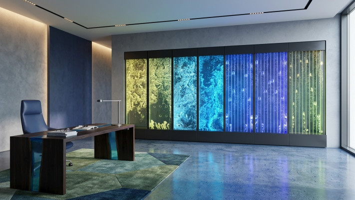 Pannello a parete con bolle d'acqua LED, parete d'acqua decorativa dal design elegante.
