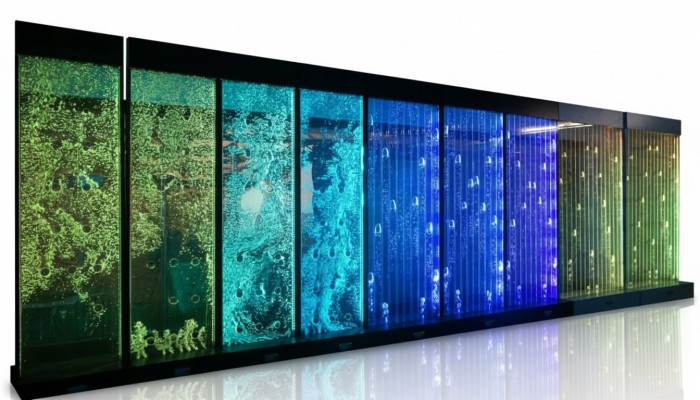 Pannello a parete con bolle d'acqua LED, parete d'acqua decorativa dal design elegante.