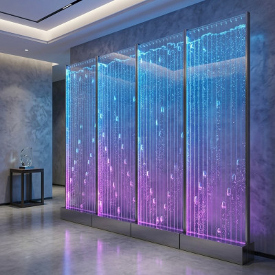 Moderno separatore decorativo a parete d'acqua LED illuminata parete.