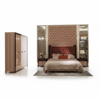 Letto 2x comodini 3 pezzi Set camera da letto Design Moderno di Lusso
