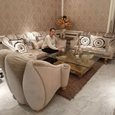 Classico set divano 3+2+1 stile barocco rococò antico divano sofa.
