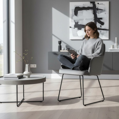 Sedie a braccioli moderni Gruppo di 6 sedie Set Grigio Imbottitura Bracciolo Design