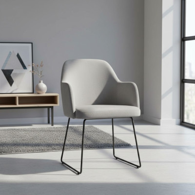 Sedie a braccioli moderni Gruppo di 6 sedie Set Grigio Imbottitura Bracciolo Design