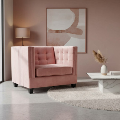Sedia 1x Sala da pranzo Lounge TV Tessuto Poltrona Chesterfield Sedia imbottita