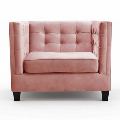 Sedia 1x Sala da pranzo Lounge TV Tessuto Poltrona Chesterfield Sedia imbottita