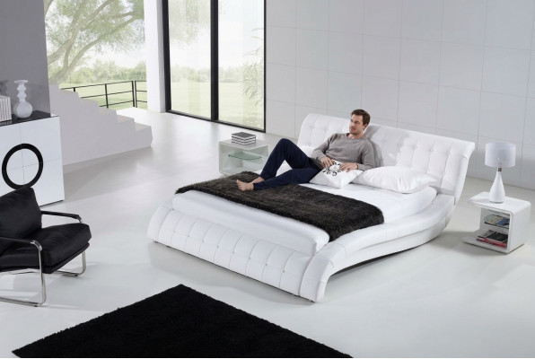 Letto Letti Imbottito Matrimoniale Matrimonio Hotel Lusso Pelle Moderno Decoratore Designer