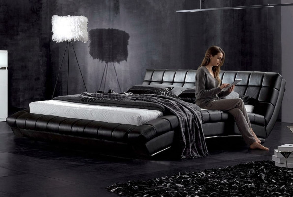 Letto Letti Imbottiti Matrimoniale Matrimoniali Lusso Pelle Moderna Design Camera da letto