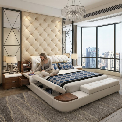 Multifunzione Design Letto Imbottito Letto Matrimoniale Letti Chesterfield Di Lusso
