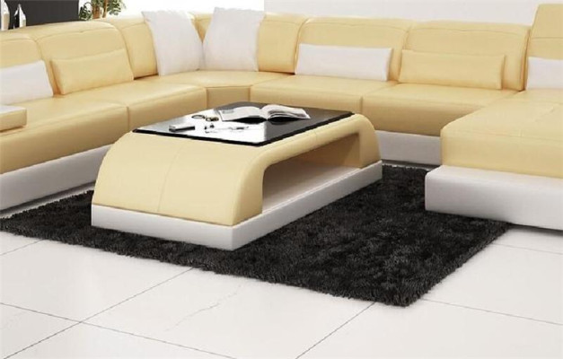 Tavolino in pelle moderno, tavolo moderno, tavolo in vetro moderno, tavoli di design in vetro