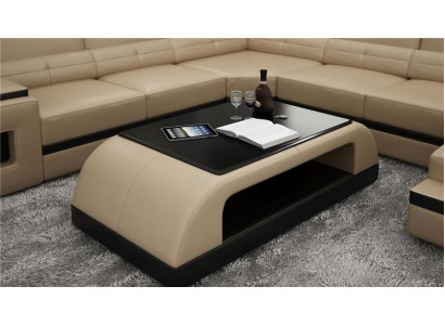 Tavolino in pelle moderno, tavolo moderno, tavolo in vetro moderno, tavoli di design in vetro