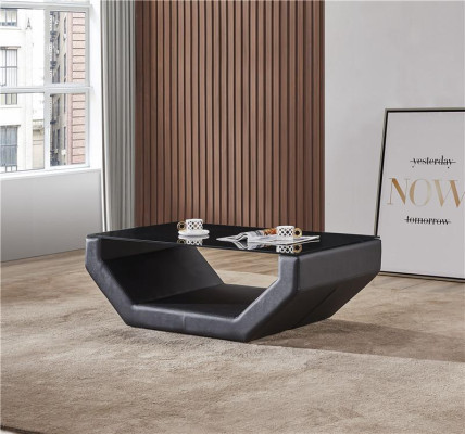 Prestigiosi tavolini in vetro di lusso design divano tavolo divano tavolo laterale in pelle.