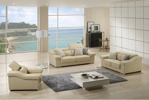 Set di divani design per il soggiorno 311, composti da divani in pelle.