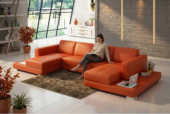 Divano a U, divano, imbottitura, set di mobili da soggiorno, divano di design, divano angolare in pelle