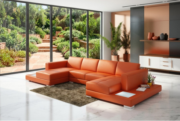 Divano a U, divano, imbottitura, set di mobili da soggiorno, divano di design, divano angolare in pelle