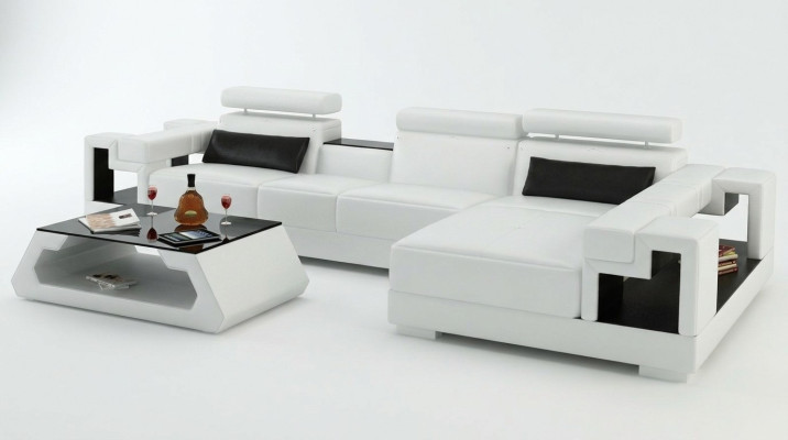 Divano ad angolo a forma di L in pelle per il soggiorno soundeperunacdal design.