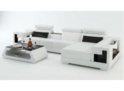 Divano ad angolo a forma di L in pelle per il soggiorno soundeperunacdal design.