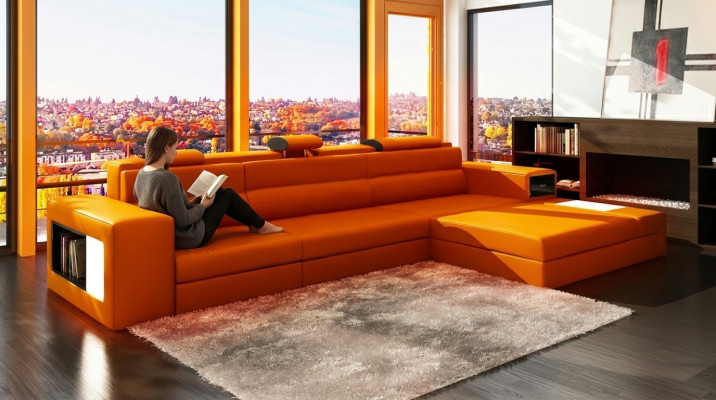 Divano design Divano componibile con sgabello Salotto Paesaggio abitativo Imbottito