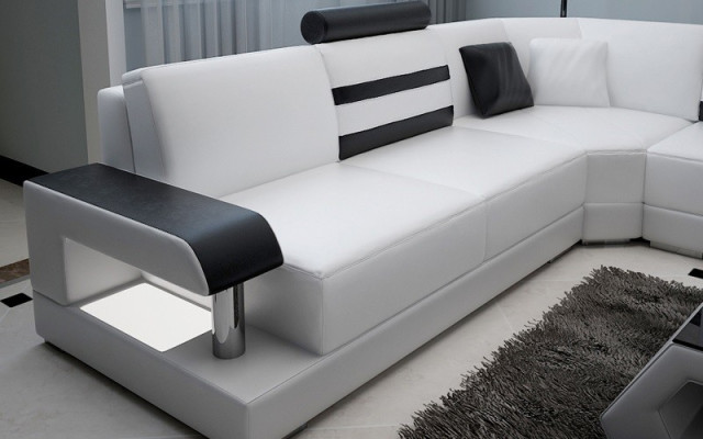 Divano angolare in pelle Sofa Couch imbottito angolare Seduta Composizione abitativa Set a forma di L