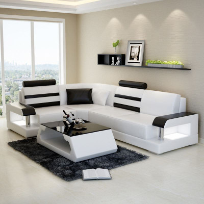 Divano angolare in pelle Sofa Couch imbottito angolare Seduta Composizione abitativa Set a forma di L